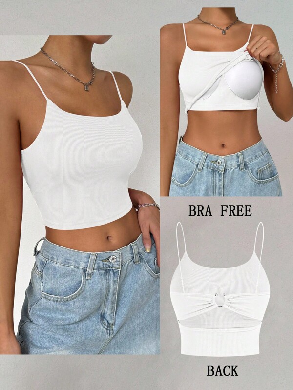 SHEIN Allurite Women's Backless Metal Buckle Strap Camisole Top