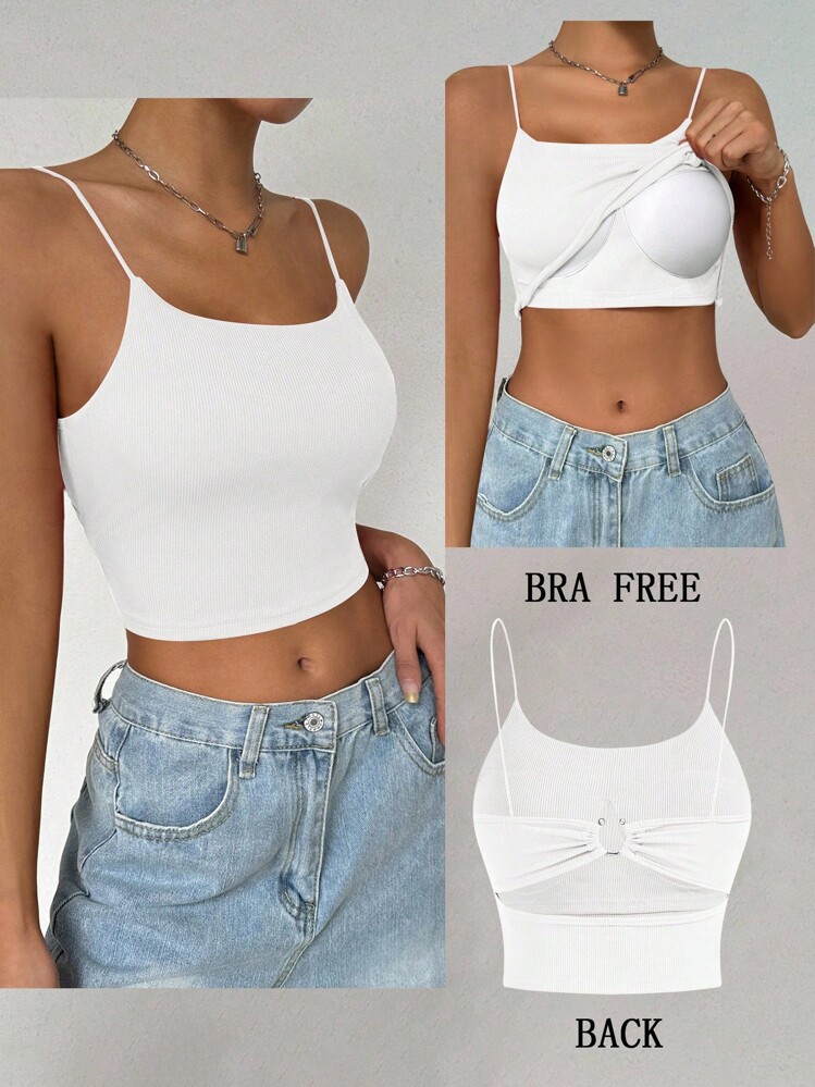 SHEIN LUNE Women's Backless Metal Buckle Strap Camisole Top