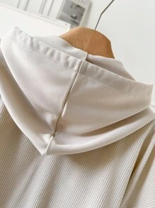 CosyJoli Plus Size Women 2 In 1 Design Casual Jacket, Apricot Color Hooded Jacket, Corduroy Jacket, New Autumn/Winter Commuting Versatile Outerwear,Fall Clothes For Women