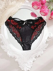 SHEIN Elacene 1pc Metal Cross Sexy Lace Thong Panty - Multicolor - View 5