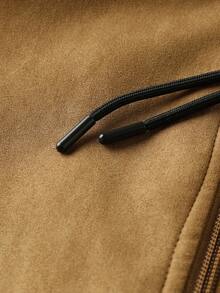 Manfinity Homme Men's Long Sleeve Retro Hooded Winter Coat, Winter Fashion, Warm, Fall - Coffee Brown - View 5