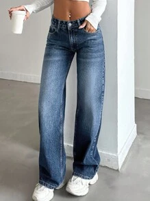 SHEIN Tall LOW RISE STRAIGHT CYT WOMEN BLUE JEAN