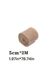 Dây thừng đay 2m/cuộn, ruy băng vải lanh, quà tặng thủ công, đóng gói ren, trang trí tiệc cưới, đồ thủ công tự làm, phụ kiện trang phục - Màu Khaki - Xem 10