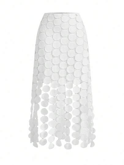 Anewsta Laser Cut Multi Circle Double Layered Skirt