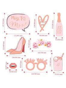 SHEIN Bộ 25 món trang trí tiệc chủ đề cô dâu tương lai màu vàng hồng, phụ kiện chụp ảnh cho tiệc độc thân, đám cưới, tiệc lễ hội. - Nhiều màu - Xem 3