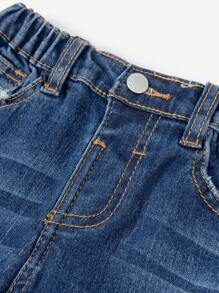 SHEIN 3pcs/Set Young Boy Fall/Winter Vintage Distressed Casual Soft Basic Simple Style Navy, Light Blue, Gray Denim High Elastic Skinny Ripped Jeans Set,For Boys Costume Dailywear Fall/Winter Clothes,Boys Streetwear,Toddler Boys Christmas,Boys Back-To-School Clothes And Night Out, Ripped Jeans - Multicolor - View 3