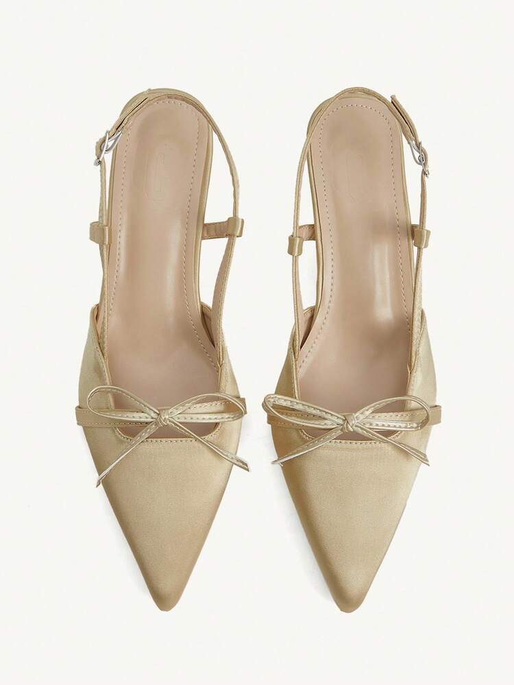 CUCCOO CHICEST Women's Pointed Toe Bowknot Ankle Strap High Heel Shoes, Vintage Classic Style, Comfortable & Versatile, New Design - Champagne - View 12