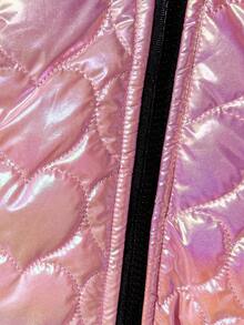 SHEIN Baby Girl Fashionable & Versatile Heart Hooded Jacket, Winter Fall - Pink - View 5