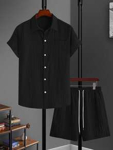 Manfinity RSRT Men's Casual Shirt And Shorts Set - Black - View 3