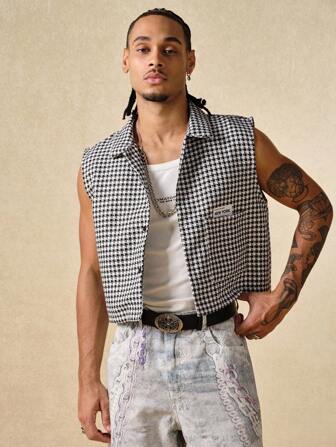 Street Life Men's Casual Herringbone Single-Breasted Pocket Vest , Fall