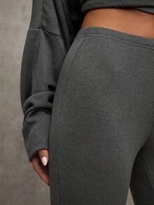 SHEIN BAE 女式纯色简约休闲裤 - 深灰色 - 查看 8