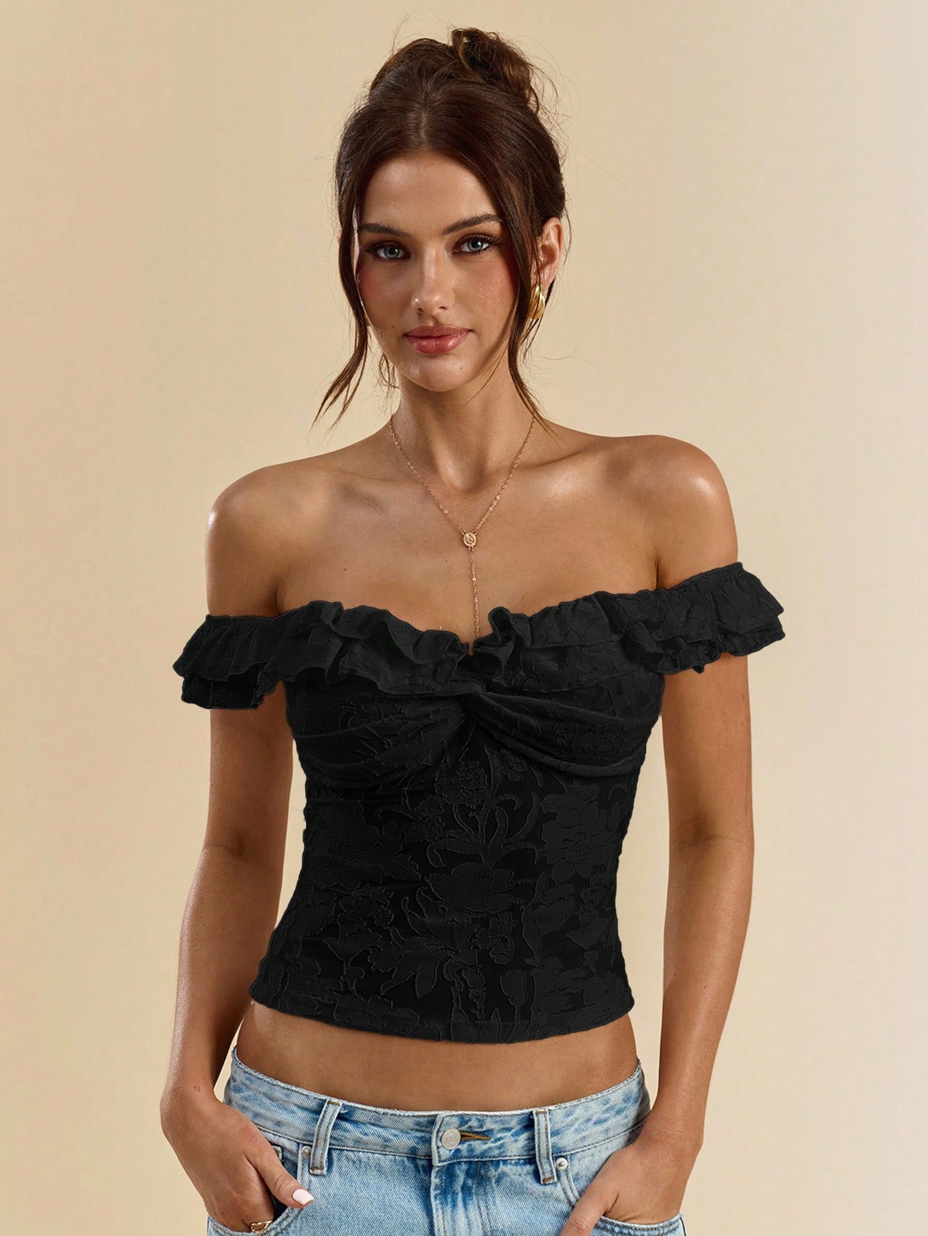 Textured Knit Ruffle Top
