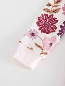 Cozy Pixies 女婴花卉印花针织柔软圆领长袖上衣和松紧腰打底裤两件套睡衣套装