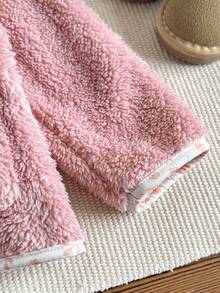 SHEIN Baby Girl Hooded Plush Jacket With 3D Ear Design, Long Sleeve Fall Winter - Purple - View 7