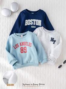 Cozy Pixies 3 stücke Baby Junge Buchstabe Muster Stricken Weiche Rundhals Langarm Pullover Sweatshirt Set Grafik
