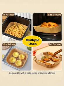 50/100 Blatt Hochwertiges Luftfritteuse Papier - Verdickt, Antihaftbeschichtet, Geeignet Für Luftfritteusen Von 2-8 L - Essenzielles Küchen- Und Gastronomie-Zubehör Zum Frittieren, Backen Und Für Mikrowellenöfen, Praktisches Luftfritteuse Papier, Unerlässlich Für Das Backen Von Kuchen - Multicolor - View 6