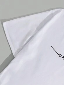 SHEIN Cottnline Men Letter Print Regular T-Shirt Homewear Set - Black and White - View 4