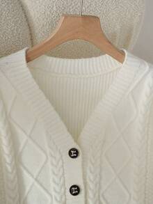 GlowEve Solid Color Casual Long Sleeve Button Women Cardigans, Suitable For Daily Wear Fall Winter Cloth For Women - White - View 8