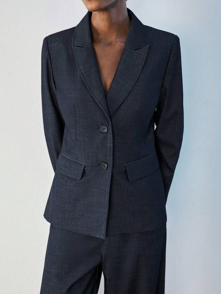 SHEIN Maija Blazer femme de couleur unie, convient pour le travail