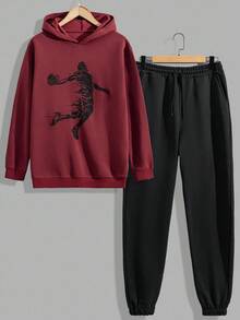 EURMUSE Men Cottonline Basketball Printed Hooded Regular Hoodie Set