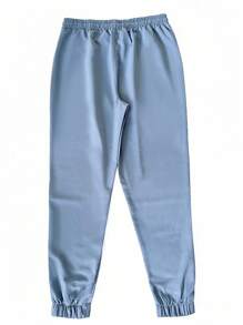 Manfinity Homme Pantalones con bolsillos en ángulo y cordón en la cintura para hombre, otoño - Neblina azul - Ver 5