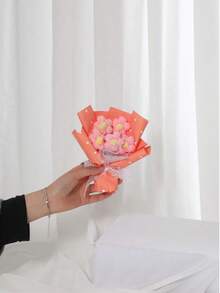 创意仿真花纱花泡芙花配礼袋，妈妈情结，生日礼物，节日礼物，派对礼物返校情人节 - 彩色 - 查看 16