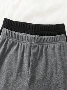 SHEIN 4 件套青少年男孩休闲圆领长袖上衣和松紧腰紧身裤睡衣套装 - 彩色 - 查看 5