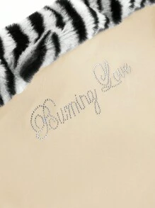 ROMWE J-Fashion Shibuya Subculture Rabbit Hair Zebra Print Patchwork Knit Fitted Crop Top For Women - Yellow - View 3