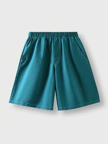 Tween Boy Outdoor Casual Sports Shorts, Kids Elastic Waist Outdoor Casual Sports Shorts - Green - View 8