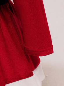 Glamorique Kids Baby Girls' Christmas Party Bow Headband & Velvet Dress, Suitable For Holiday Events,Christmas Dress Fall Winter - Red - View 9