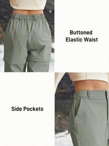 In My Nature 女士可拆卸两部分户外徒步裤，适合露营、徒步旅行、通勤 - 灰卡其色 - 查看 4