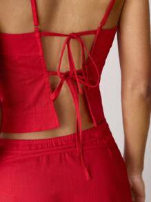 Maija Women's Solid Color Camisole Tank Top, Fashionable For Summer - Red - View 7