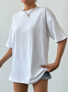 EURMUSE 女士 100% 纯棉标语图案宽松 T 恤