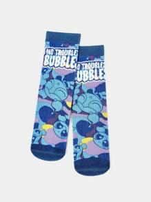 THE POWERPUFF GIRLS X SHEIN Stylish Cartoon & Letter Pattern Mid-Calf Socks - Multicolor - View 8