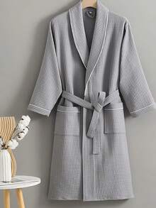 SHEIN 1件华夫格纯棉浴袍 成人男女纯棉浴袍 春夏浴袍 民宿酒店SPA浴袍 吸水速干 宽松多色 浴室用品 家居用品 - 彩色 - 查看 7