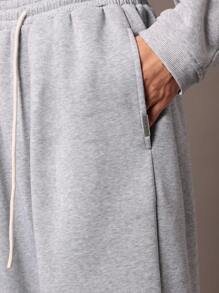 SUMWON Wide Leg Oversized Cozy Fleece Sweatpants - Grey - View 7