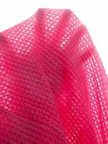 青少年女孩休闲花卉印花针织开衫夹克，秋季、假日、夏季、旅行 - 玫紅色 - 查看 8