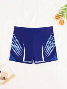 Manfinity KASUA Men's Striped Elastic Waist Casual Swim Trunks