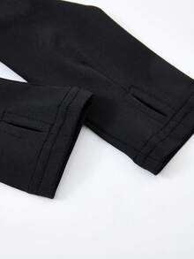 JNSQ 2 Stück/Set Jungen Herbst/Winter Sportoutfit, Slim Fit Langarm T-Shirt kombiniert mit Slim Fit Leggings, geeignet für den täglichen Gebrauch, Outdoor-Aktivitäten, Urlaub, Streetwear, Party und Lässig - Schwarz - Übersicht 7