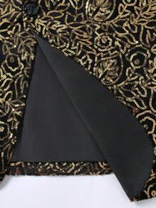 Manfinity Bizformal Men's Business/Commute Sequin Embroidery Suit Jacket - Gold - View 5