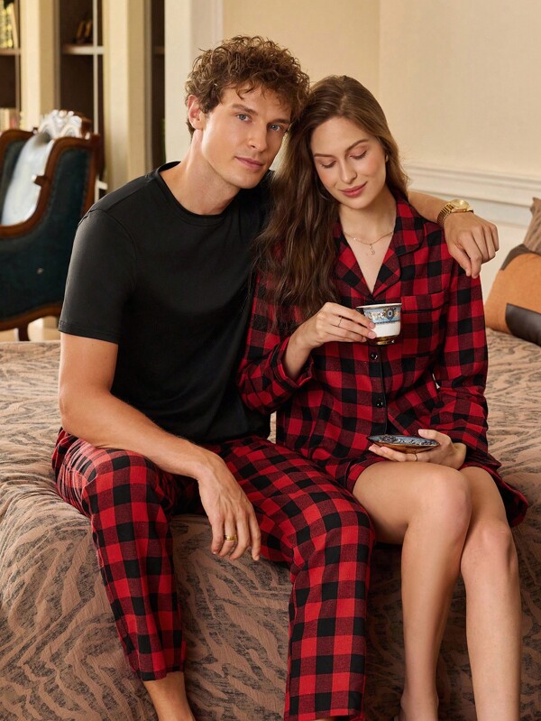 SHEIN EverLounge Vintage British Gentleman Elegant High-End Men's Pajama Set