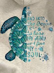 INAWLY Women's Casual Turtle Pattern Dropped Shoulder Hoodie Fall Cloth For Women, Christmas - Light Grey - View 5