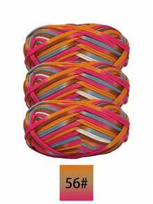 3pcs Polyester Satin Ribbon Yarn Bundle, Approximately 300g, Multi-Color And Mixed Color Self Peeling Gauze, Knitted Yarn, Colored Cloth, T-Shirt Yarn Fabric - Used For DIY Crochet Slippers, Bags, Storage Baskets Production - Multicolor - View 23