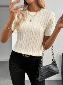 EMERY ROSE 潮流博主灵感扭绳装饰圆领毛衣，时尚设计，百搭，秋冬