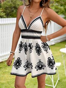 KARISMINA Váy yếm in họa tiết dành cho nữ, Xuân/Hè - màu đen - Xem 4