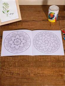 SHEIN 1 Sách tô màu Mandala tiếng Anh 128 trang cỡ lớn dành cho người lớn, liệu pháp nghệ thuật kèm sách mini 24 trang, bộ quà tặng giảm căng thẳng cho nam nữ, Giáng sinh, Halloween, sinh nhật, ngày lễ - Nhiều màu - Xem 12