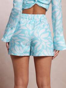 L'Amorae Damen Tropisch bedruckte Leinen Shorts - Verschiedenfarbig - Übersicht 5