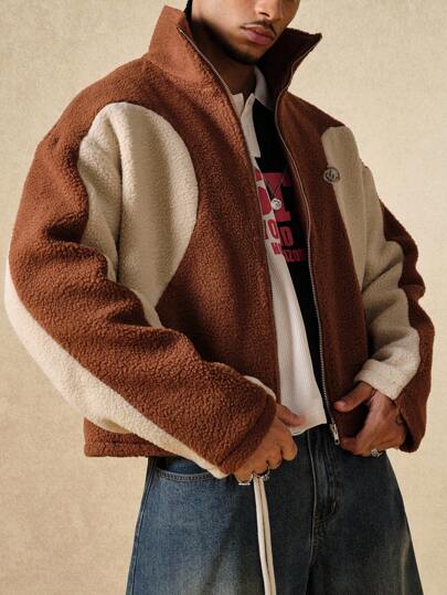 Street Life Men's Contrast Color Zipper Front Casual Jacket , Fall