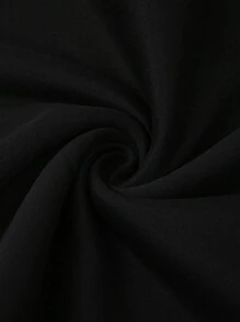 INAWLY Áo nỉ cổ tròn thêu chữ đơn giản, dáng rộng dành cho nữ - màu đen - Xem 6