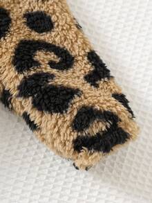 Cozy Pixies 女婴豹纹3D立体耳朵连帽长袖外套，加厚保暖内衬，适合秋冬季节穿着